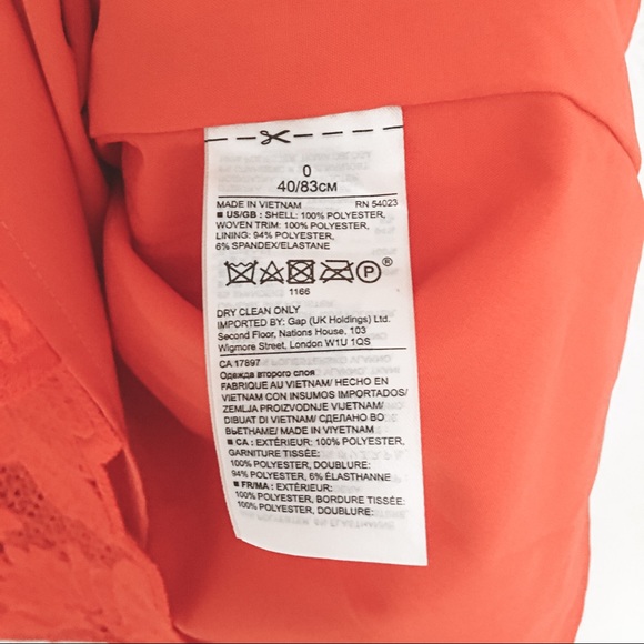 Banana Republic Sleeveless V-Bank Lace Floral Mini Orange Dress Size 0 - Picture 5 of 8